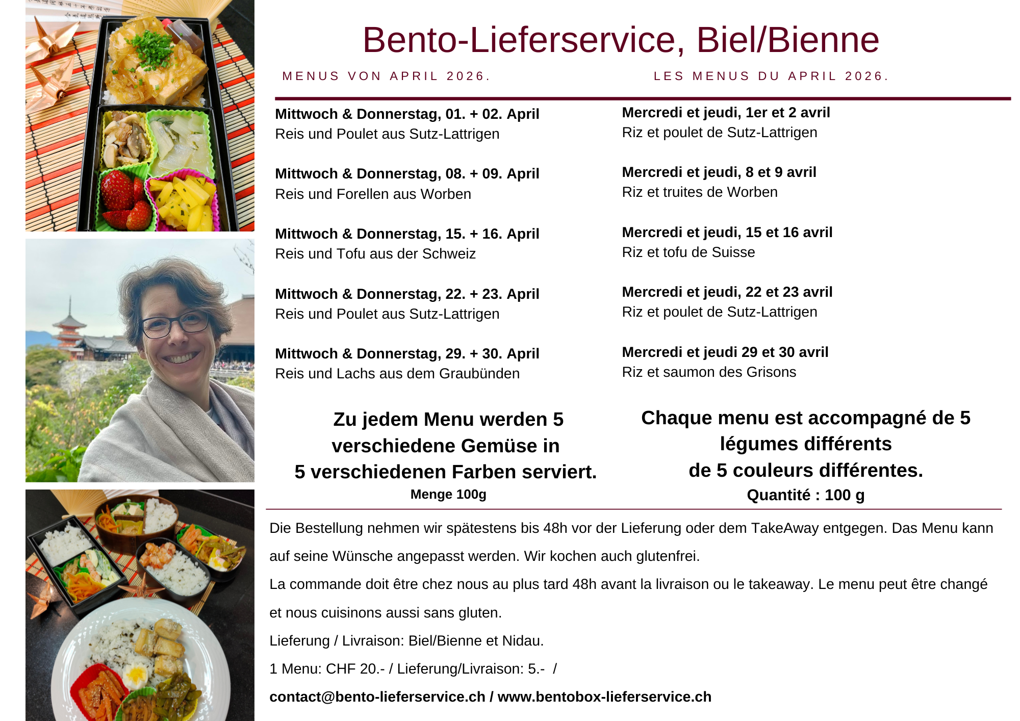 Bento Menu April / Avril 2026